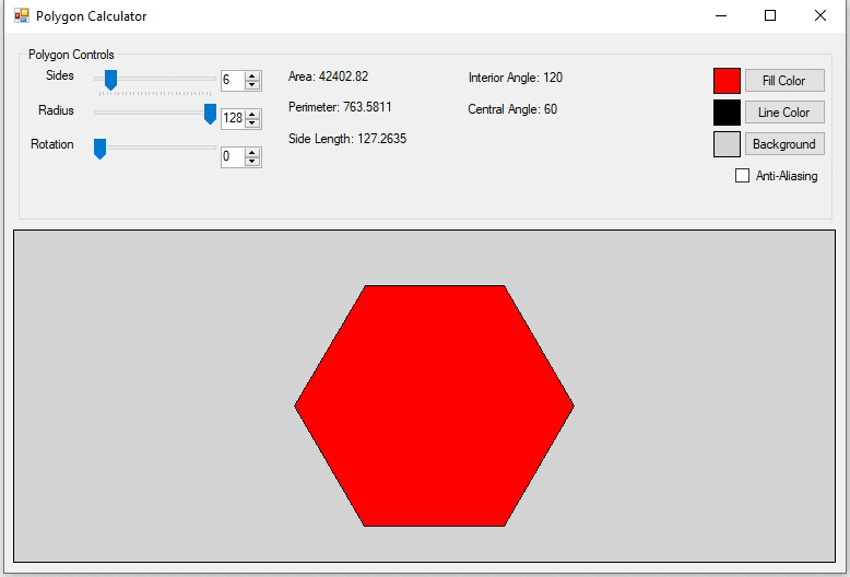 PolygonCalc program running